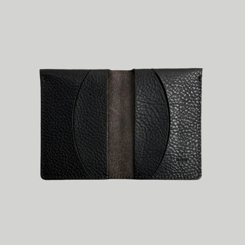 Black textured leather card wallet.